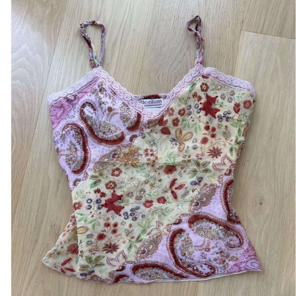 Millennium Y2K Floral Paisley Fairycore Cami Top